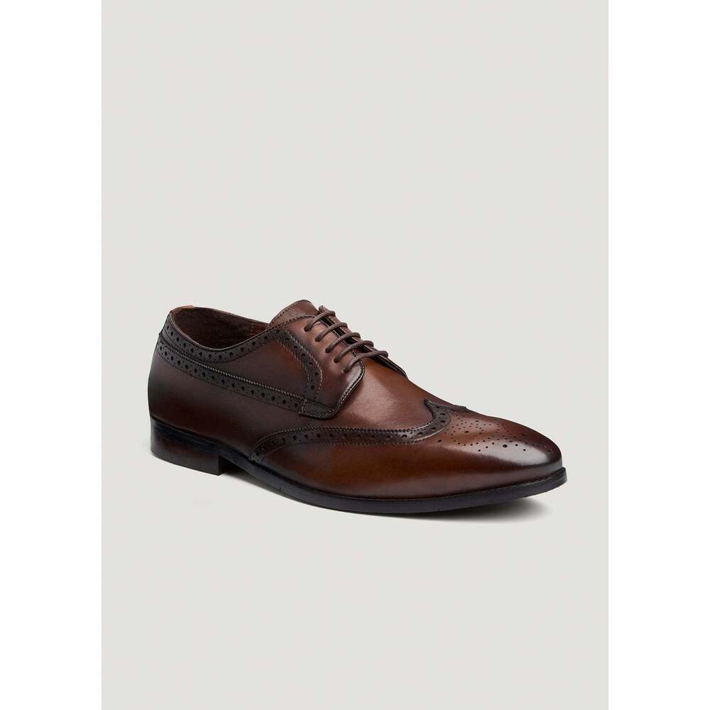 American Tall Men's Leather Brogue Oxford Size 14 in Tan Brown